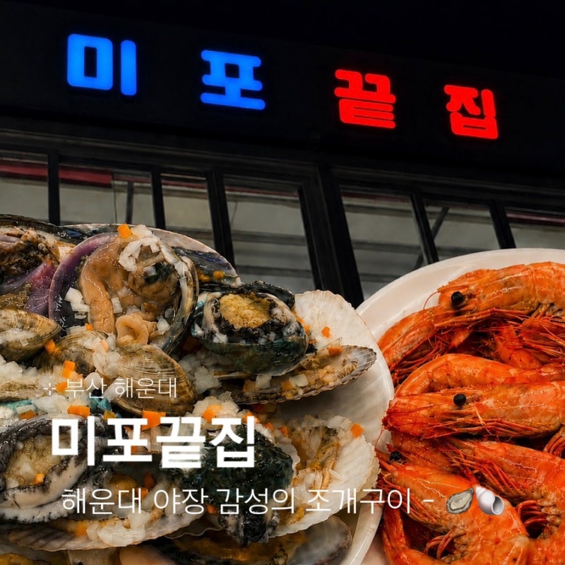해운대 조개구이 맛집 미포끝집 :: 바다뷰 야장감성 조개구이 새우구이