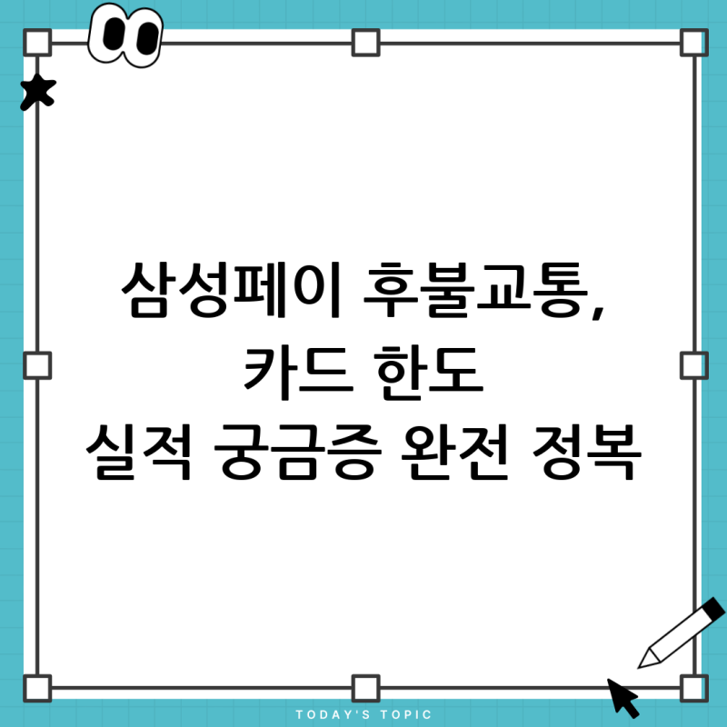 삼성페이 교통카드 후불 결제, 신용카드 한도와 실적 궁금증 A to Z