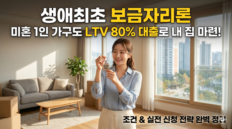 미혼 1인 가구도 LTV 80% 대출로 내 집 마련! 생애최초 보금자리론 조건과 실전 신청 전략