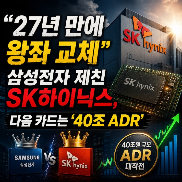 왕좌 교체" 삼성전자 제친 <b>SK하이닉스</b>, 다음 카드는 '40조 <b>ADR</b>'
