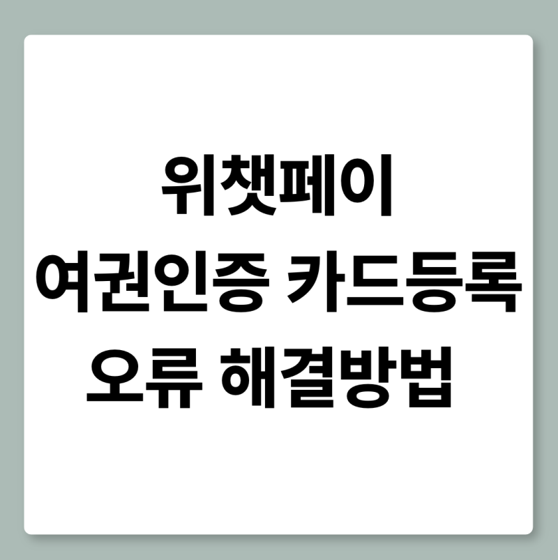 위챗페이 여권 인증 카드 등록 오류 해결방법 총정리
