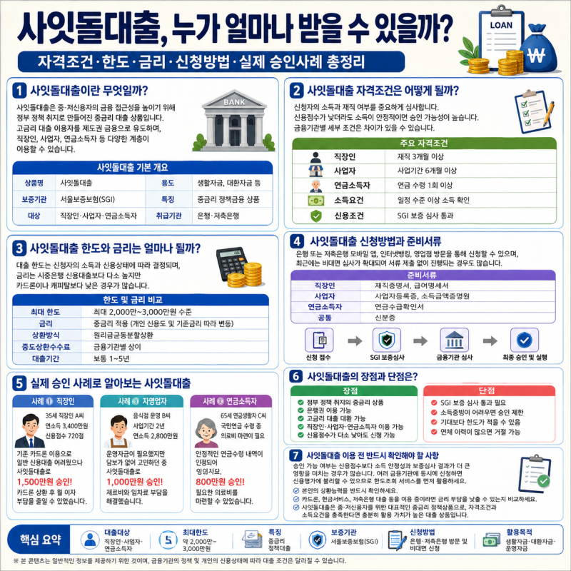 사잇돌대출, 누가 얼마나 받을 수 있을까? 자격조건·한도·금리·신청방법·실제 승인사례 총....