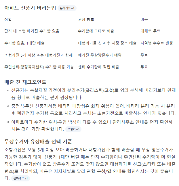 선풍기 버리는법, 무료 폐가전 수거 VS 폐기물 스티커 ? (+ 손선풍기, 아파트, 주민센터, 동사....