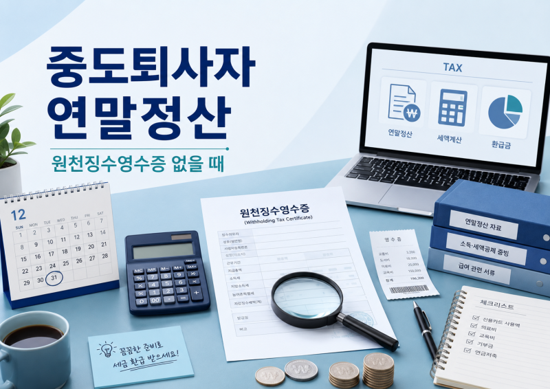 중도퇴사자 연말정산 방법｜원천징수영수증 없을 때 어떻게 할까?
