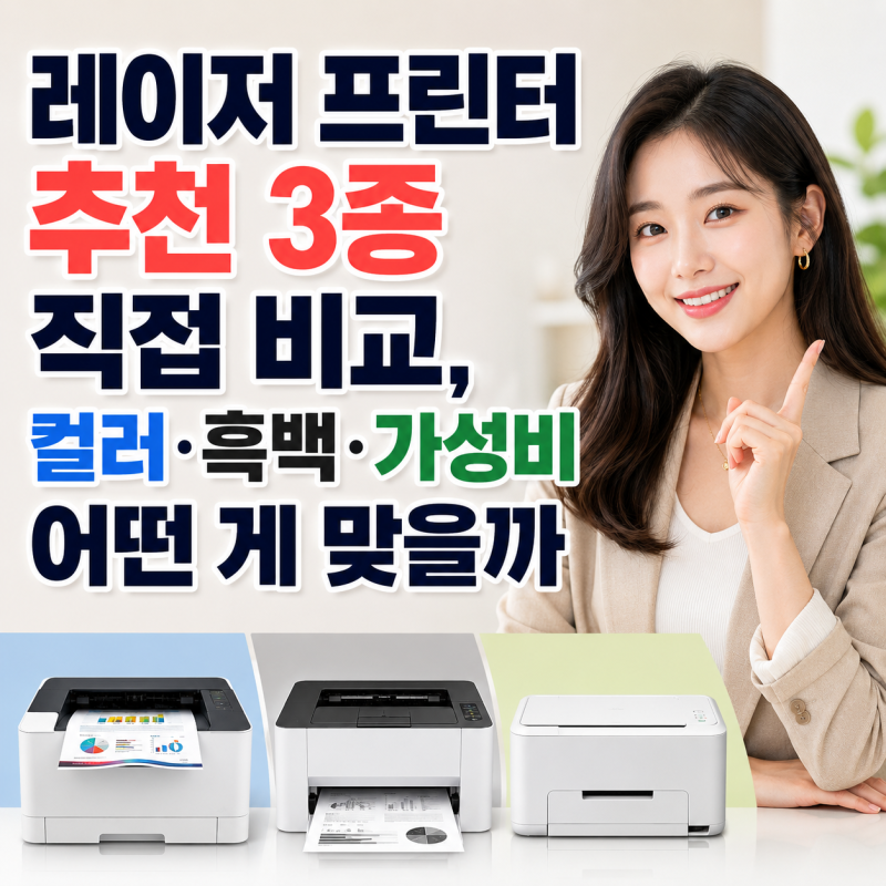 레이저 프린터 추천 3종 직접 비교, 컬러·흑백·가성비 어떤 게 맞을까
