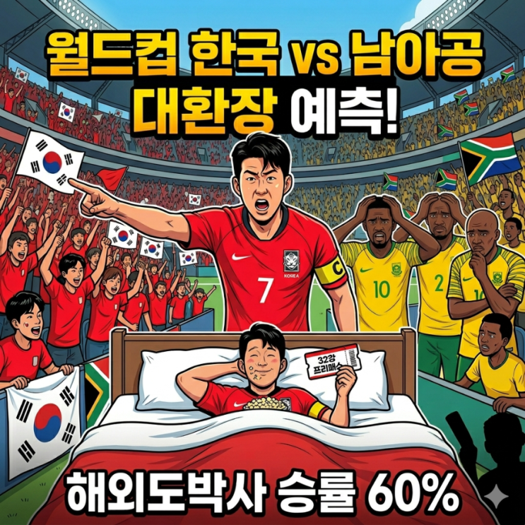 <b>한국</b> vs <b>남아공</b> 예측 “비기기만 해도 32강, <b>한국</b> 2-<b>0</b> 승 우세"