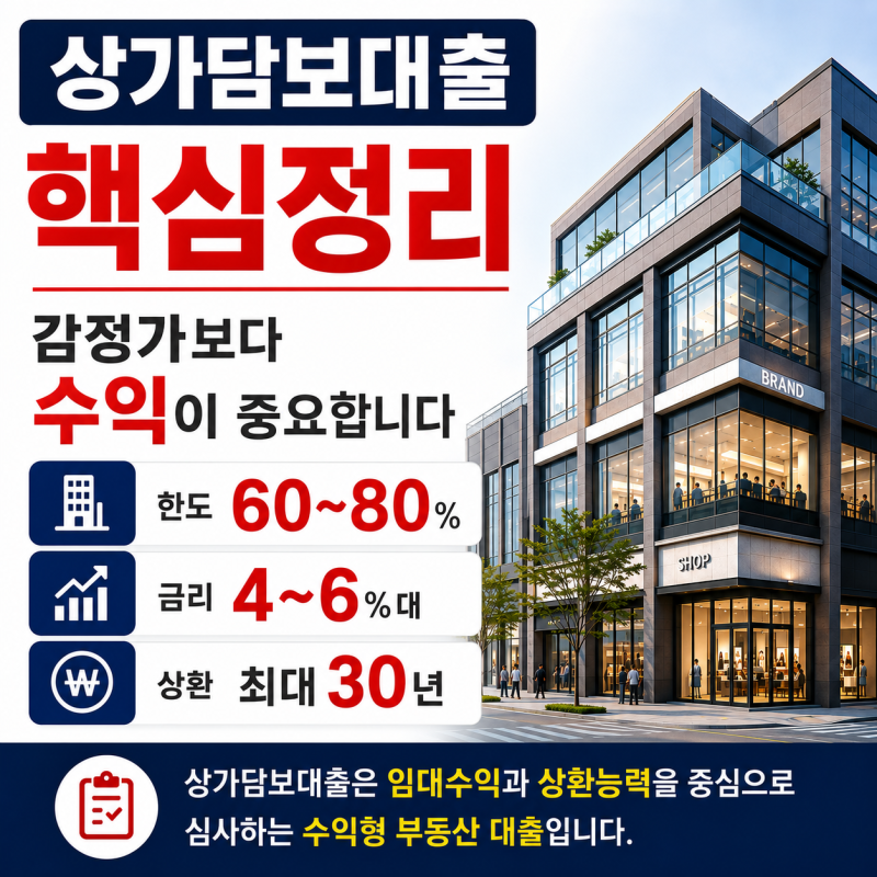 상가담보대출 완벽 가이드 2026 한도·금리·조건·절차·필요서류 총정리