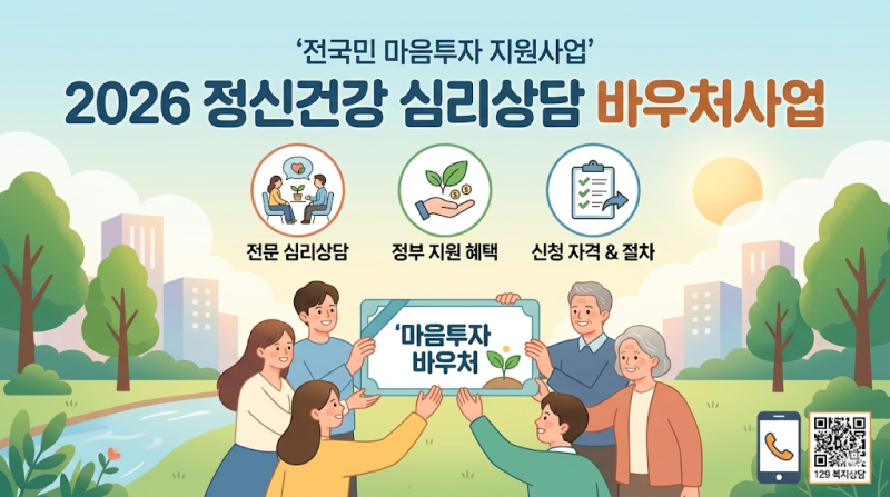 2026 정신건강 심리상담 바우처 신청 자격 및 정부 지원 혜택 총정리