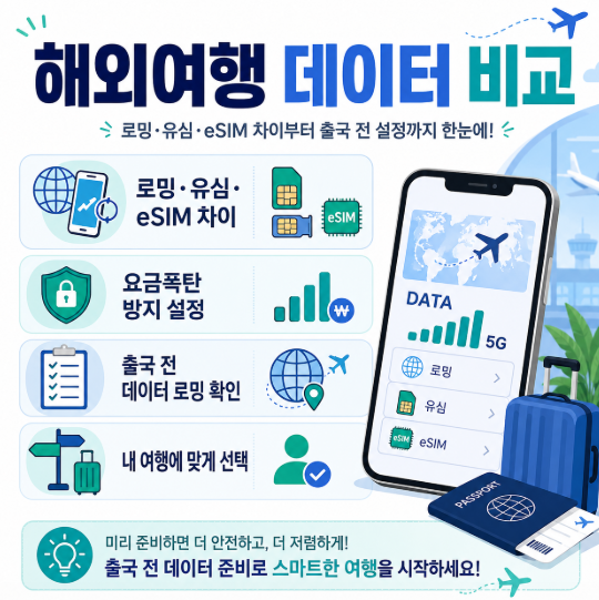 해외여행 eSIM 로밍 유심 비교, 요금폭탄 피하려면 출국 전 이 설정부터 보세요