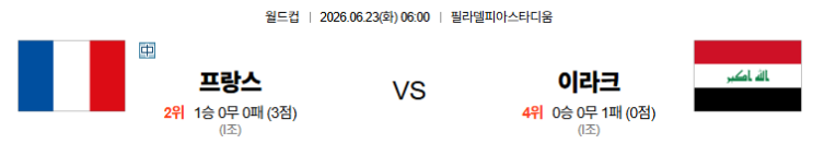 2026.06.23(축월드컵) <b>프랑스</b> vs <b>이라크</b>