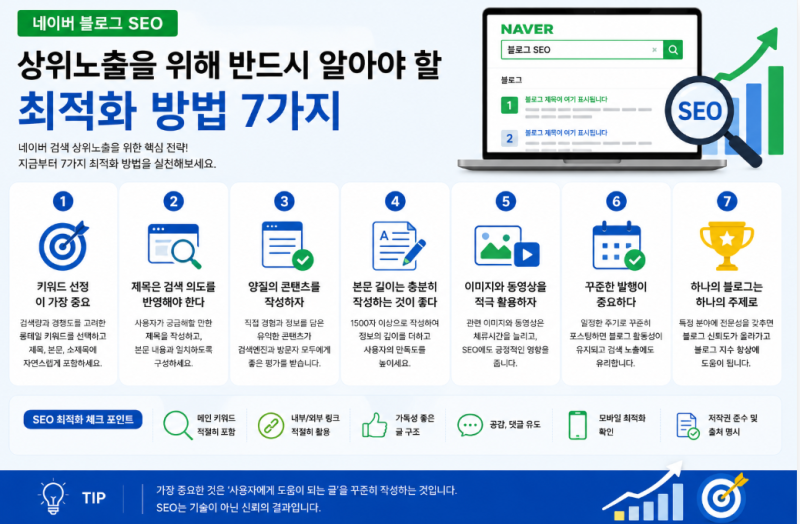 네이버 블로그 SEO 상위 노출을 위해 반드시 알아야 할 최적화 방법 7가지