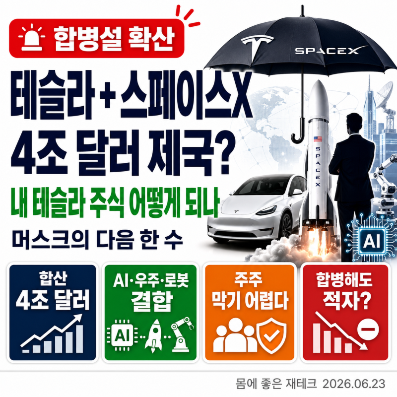 테슬라 주가 스페이스X 합병하면 4조달러 머스크 제국 주식으로 바뀔까?