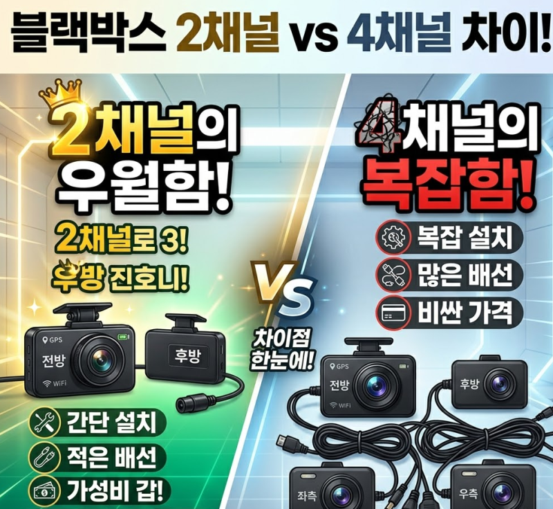 블랙박스 2채널 4채널 차이 왜 전후방이 대중적일까?
