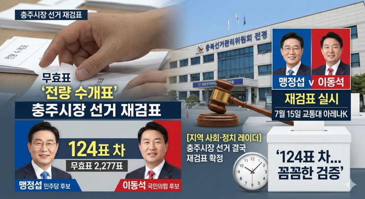 [정치] "단 124표 차이" <b>충주시장</b> 선거 결국 <b>재검표</b> 확정... 