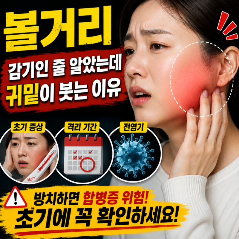 볼거리증상 초기 (+격리기간, 전염기) - 감기 몸살인 줄 알았는데 귀밑이 붓는 이유