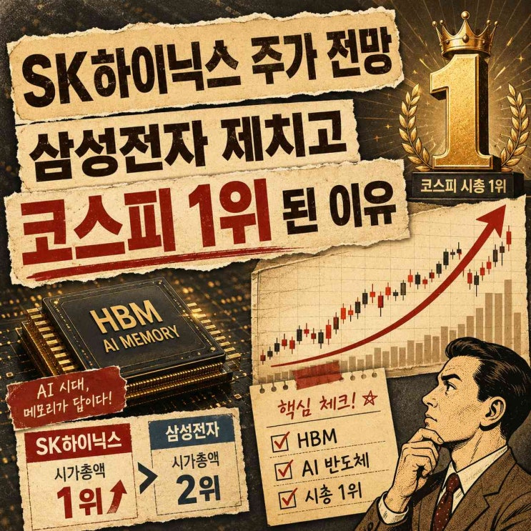 <b>SK하이닉스 주가</b> 전망, 삼성전자 제치고 코스피 1위 된 이유