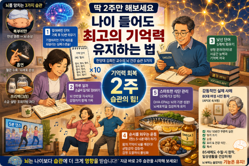 「딱 2주만 해보세요」 나이 들어도 최고의 기억력을 유지하는 법 한양대 김희진 교수가 알....
