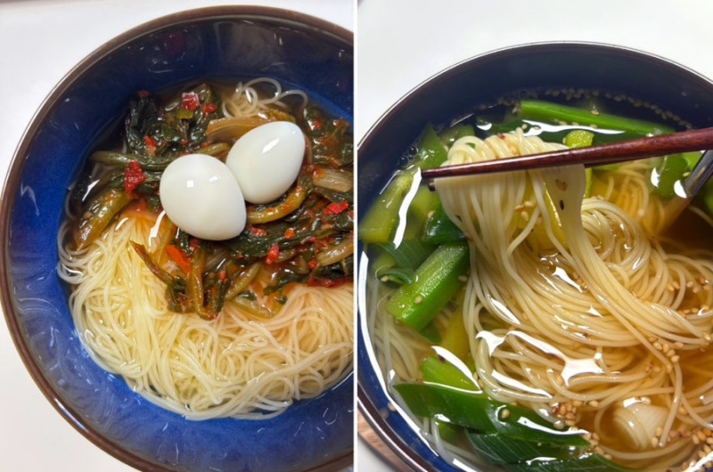 카펠리니 파스타면으로 잔치/열무국수 만들기, 맛은?