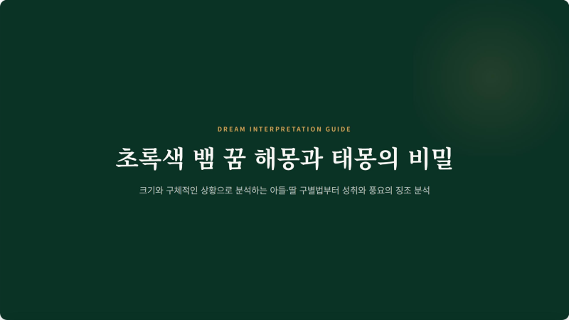 초록색 뱀 꿈 해몽 태몽인 줄 알고 좋아했다가 알게 된 아들 딸 구별하는 크기 기준