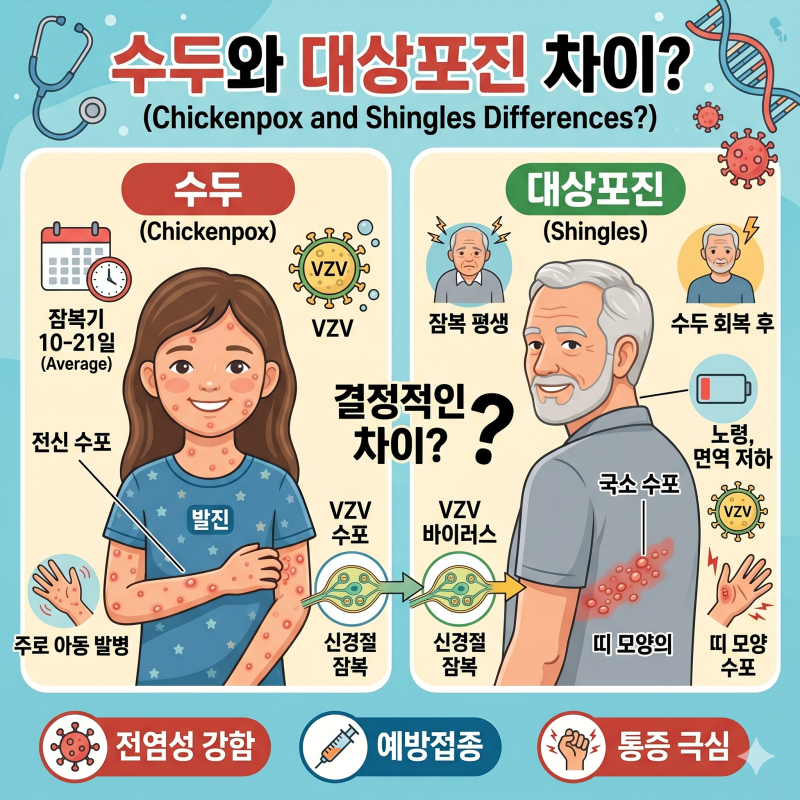 수두와 대상포진 차이,관계,원인, 증상 및 예방과 관리방법