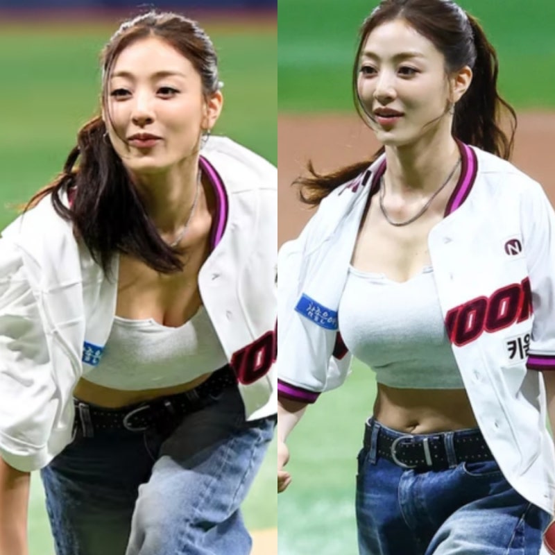 단추 하나 풀었을 뿐인데 고척돔 발칵 트와이스 지효가 시구장에서 보여준 반전 복근