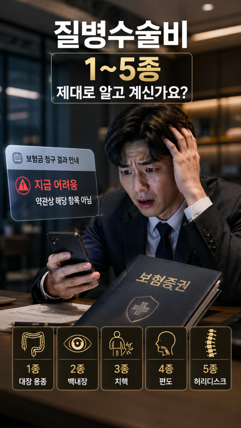 “질병명만 보고 청구했다간 0원?” 1~5종 수술비 보험금, 나만 몰랐던 ‘이것’ 때문에 다 놓....