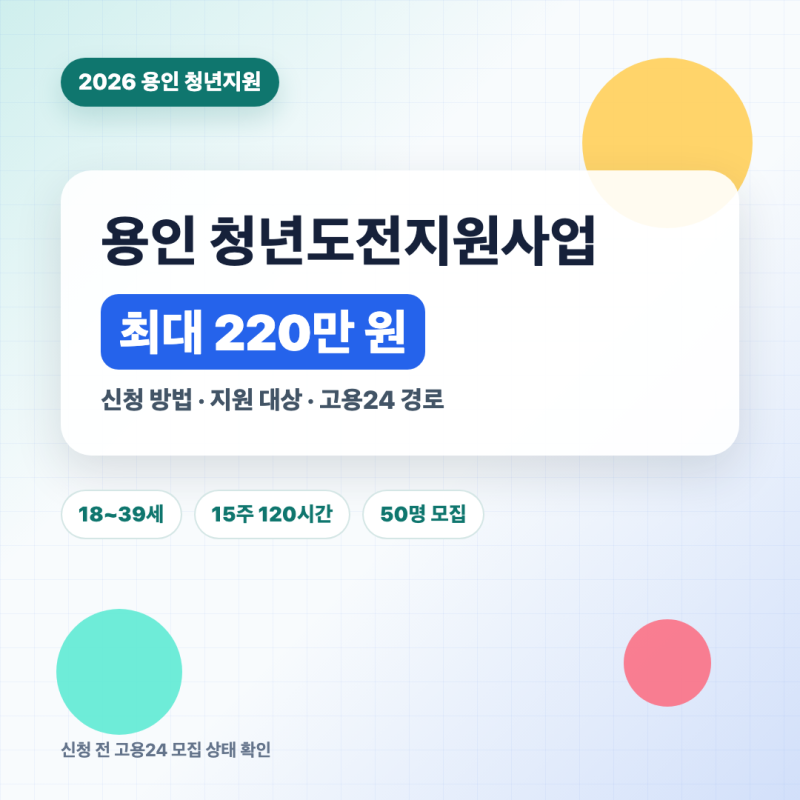 용인 청년도전지원사업 신청 방법: 최대 220만 원 지원 대상 정리