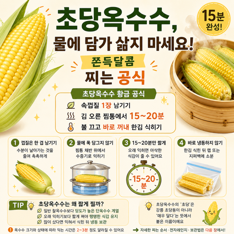 초당옥수수 찌는법, 삶지 말고 전자레인지 4~5분
