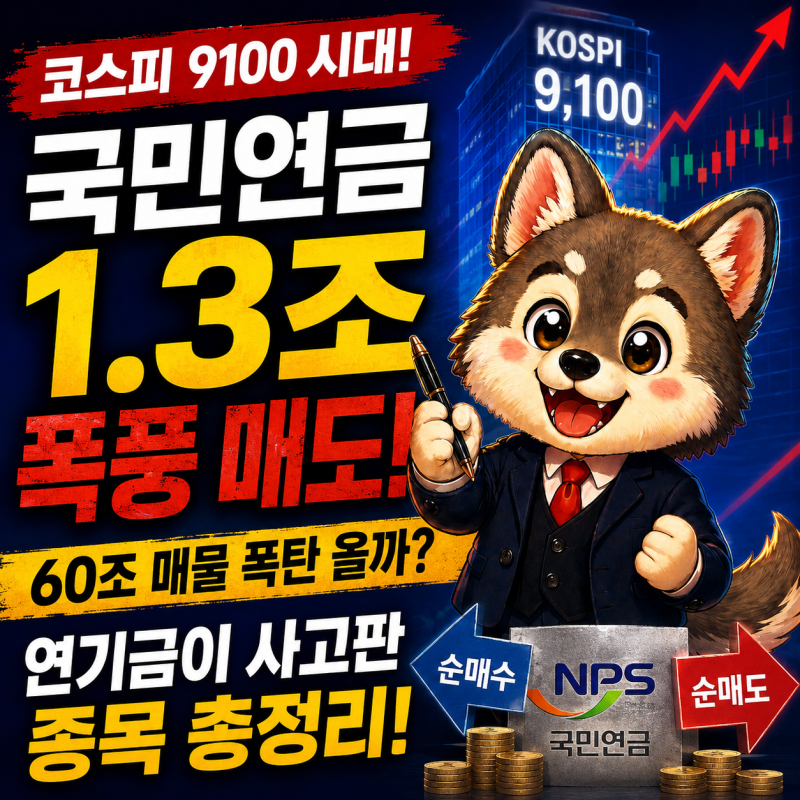 국민연금 1.3조 폭풍 매도! 60조 매물 폭탄 올까? 연기금 순매수·순매도 종목 총정리