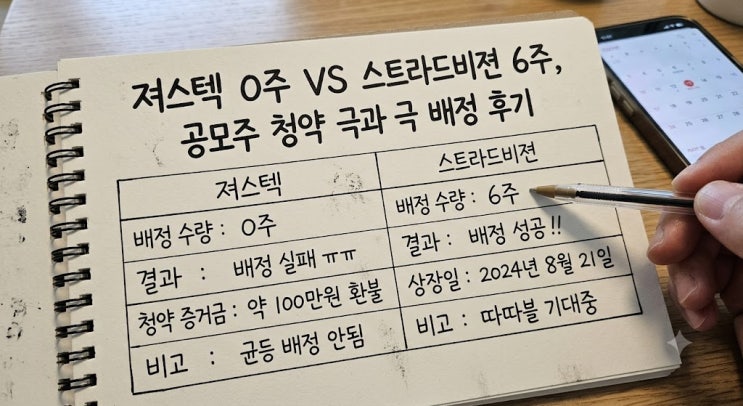 <b>져스텍</b> 0주 VS 스트라드비젼 6주, 공모주 청약 극과 극 배정 후기