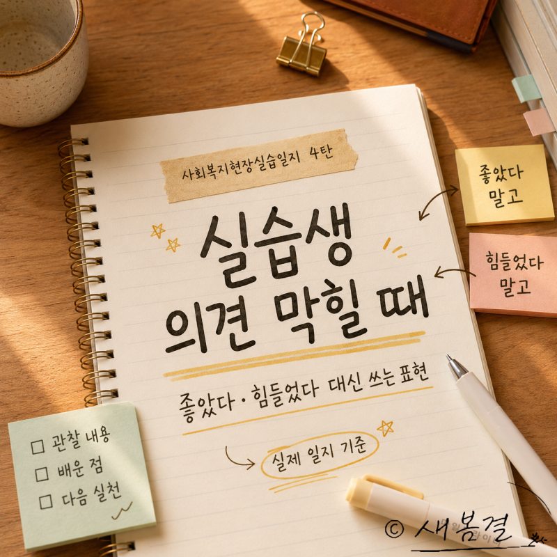[사회복지현장실습일지] 실습생 의견 작성법｜좋았다·힘들었다 대신 쓰는 표현 예시