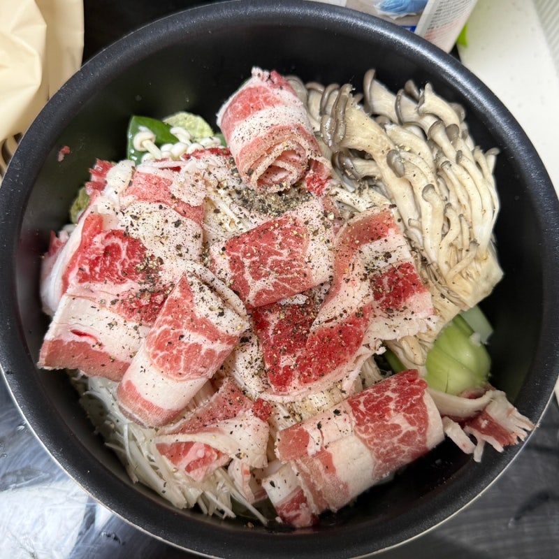 다이어트 우삼겹 야채찜 만들기 쯔유 소스 레시피