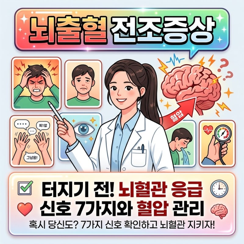 뇌출혈전조증상, 뇌혈관이 터지기 전 보내는 7가지 응급 신호와 혈압 관리법