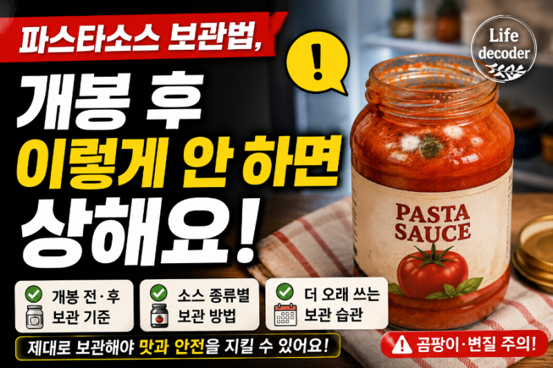 파스타소스 유통기한 소비기한, 개봉 후 이렇게 안 하면 상해요