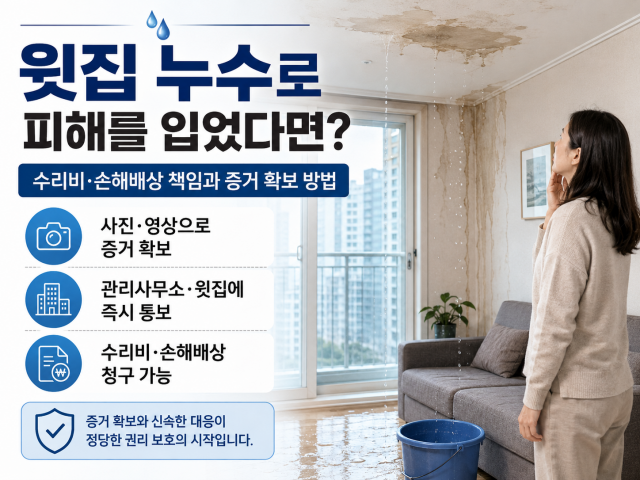 윗집 누수 피해 보상받는 방법｜책임 주체·증거 수집·분쟁 해결 절차