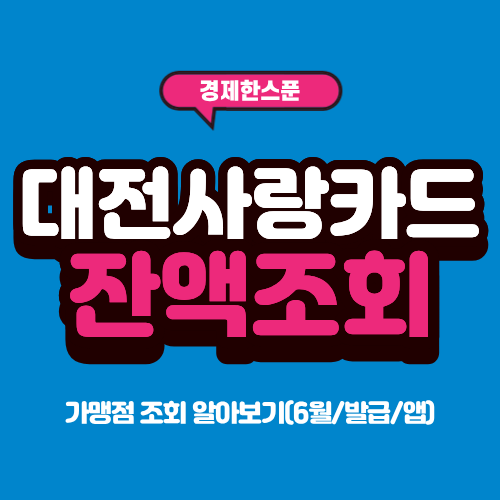 대전사랑카드 잔액조회 및 가맹점 조회 알아보기(6월/발급/앱)