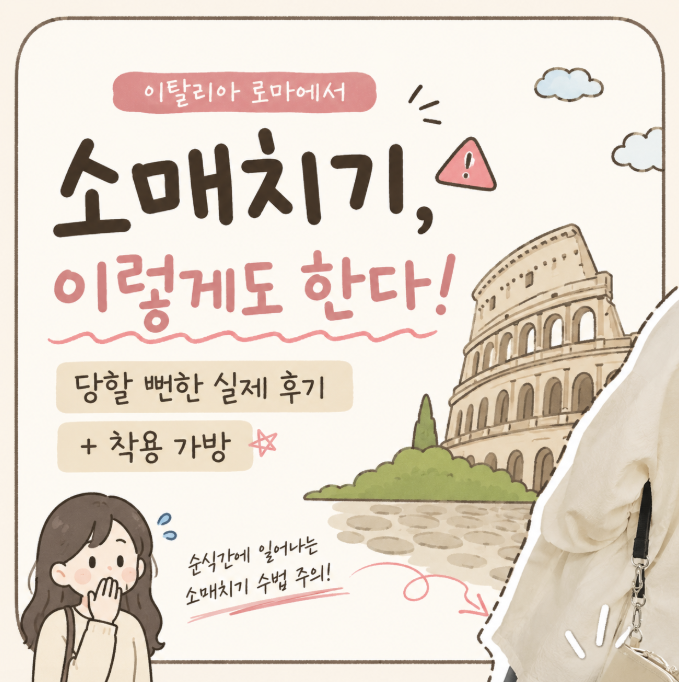 이탈리아 로마에서 소매치기, 이렇게도 한다! 당할 뻔한 실제 후기와 착용 가방