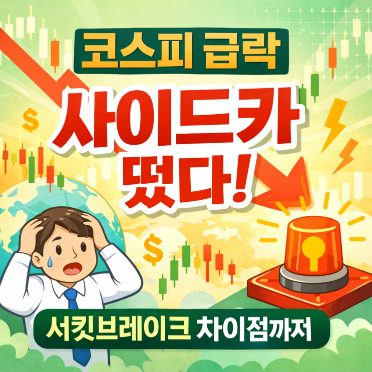 코스피·<b>코스닥 급락</b> 이유는? 매도 <b>사이드카</b>까지 발동된 이유 뜻... 