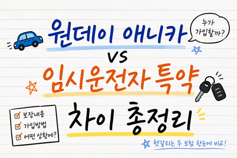 삼성화재 1일 하루 단기 자동차보험 원데이 애니카와 임시운전자 특약의 차이 총정리(+보험....