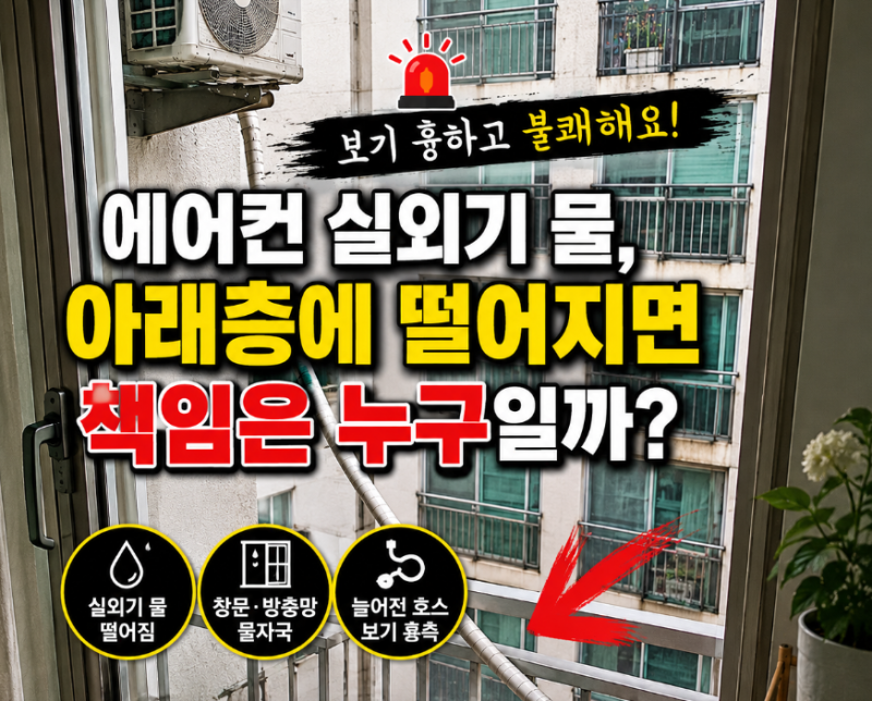 에어컨 물 떨어짐, 아랫집 민원 들어오면 누구 책임일까? (실외기 배수호스 점검)