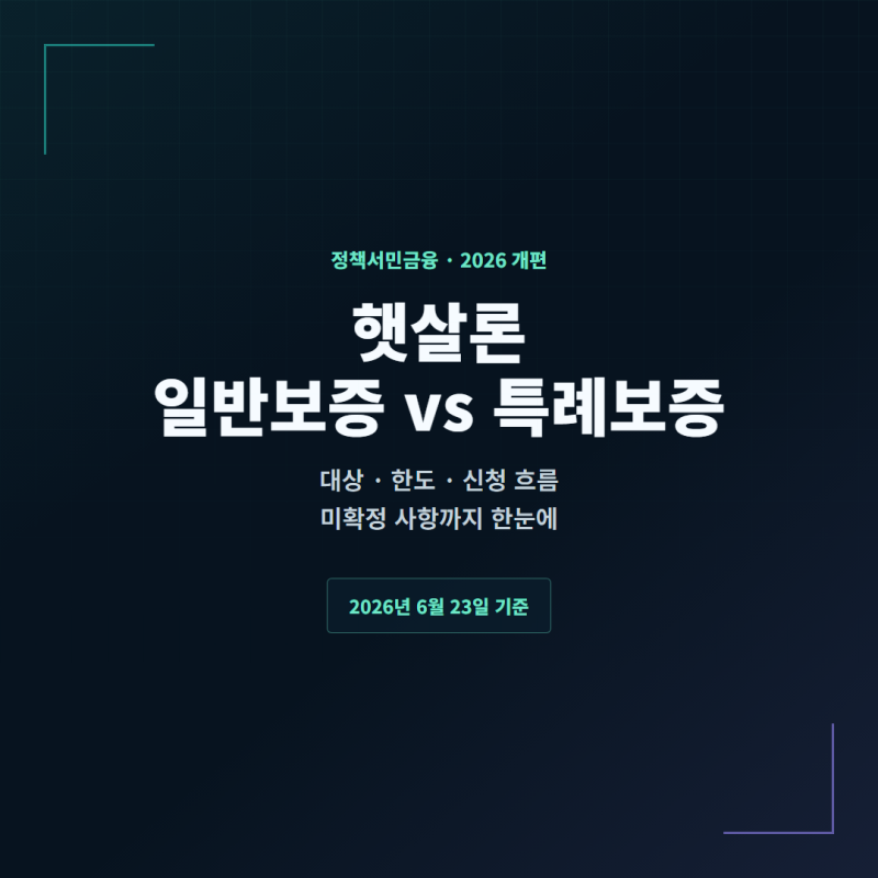 햇살론 2026 개편 총정리 | 햇살론 일반보증·특례보증 뭐가 달라질까?