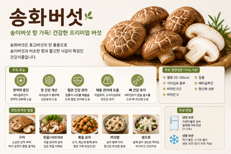 "면역력, 장 건강, 체중 관리까지?" 몸에도 좋고 고기보다 맛있다는 '송화버섯'의 특징, 효능, ....