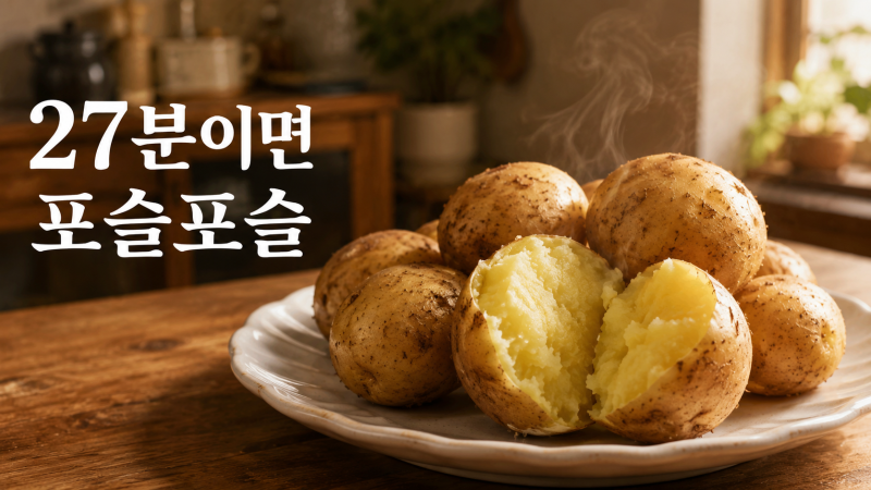 감자 삶는법, 포슬포슬하게 익히려면 물 양보다 먼저 봐야 할 것 (크기 맞추기 + 27분 기준)