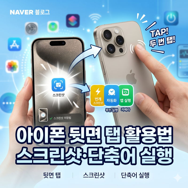 아이폰 뒷면 탭 스크린샷 및 단축어 설정 방법 한 손 캡처 꿀팁