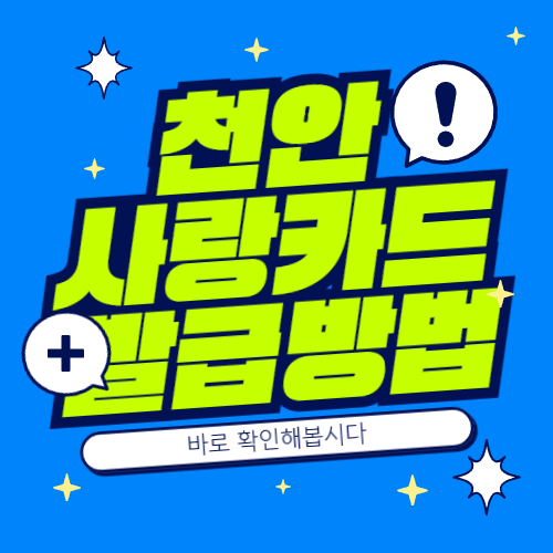 천안사랑카드 발급 방법 사용처 완벽 가이드 (2026 최신)