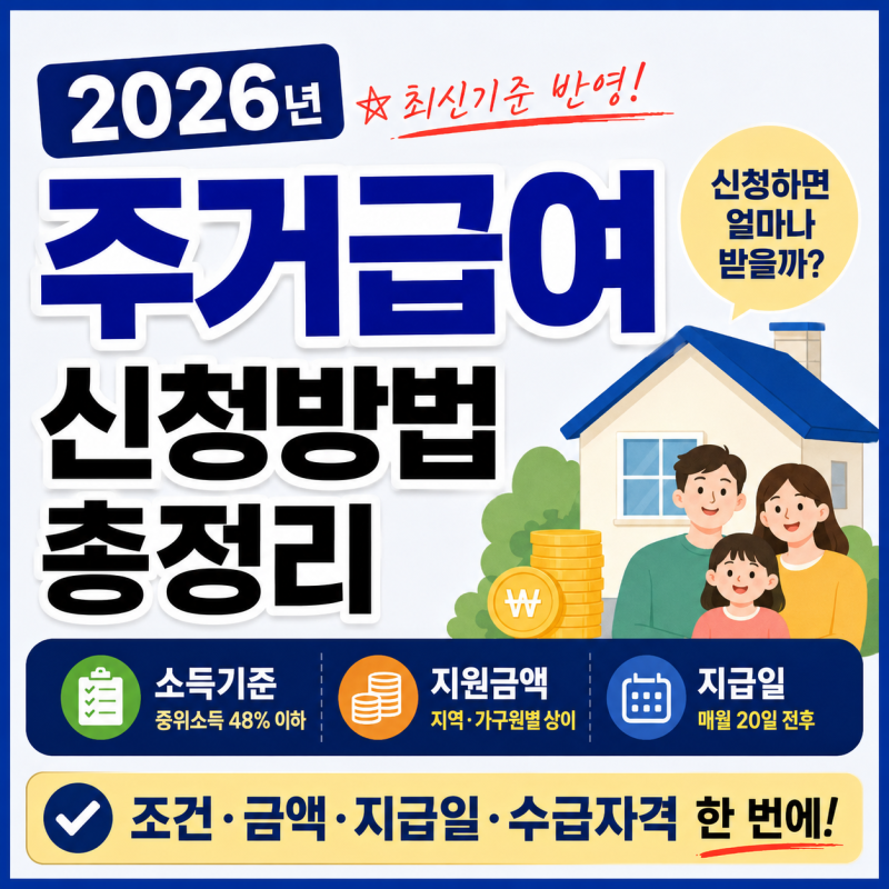 2026 주거급여 신청방법 | 조건·금액·지급일·수급자격·이사 시 주의사항