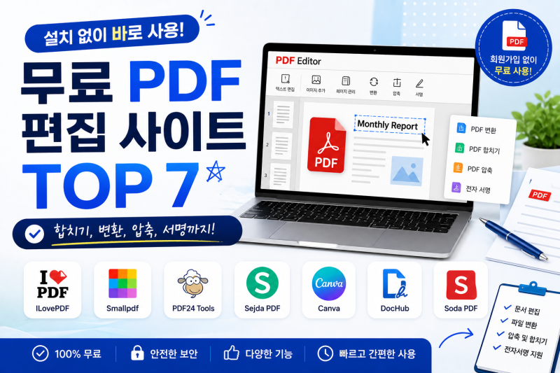 무료 PDF 편집 사이트 추천 TOP 7 | 설치 없이 바로 사용하는 PDF 편집 방법