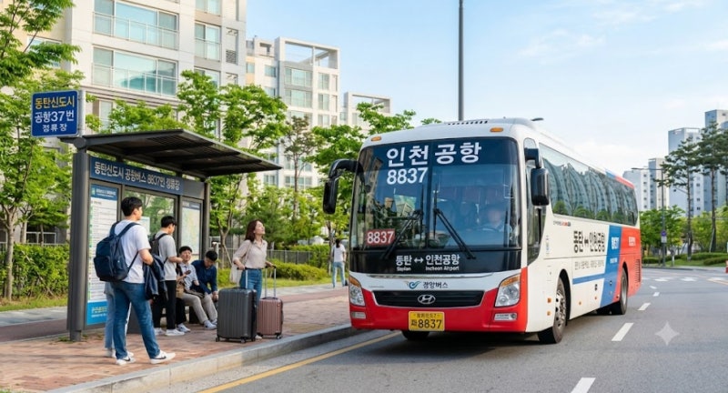 동탄에서 인천공항 가는 법 | 8837번 공항버스 요금·시간 vs SRT 환승 (동탄신도시·동탄역)