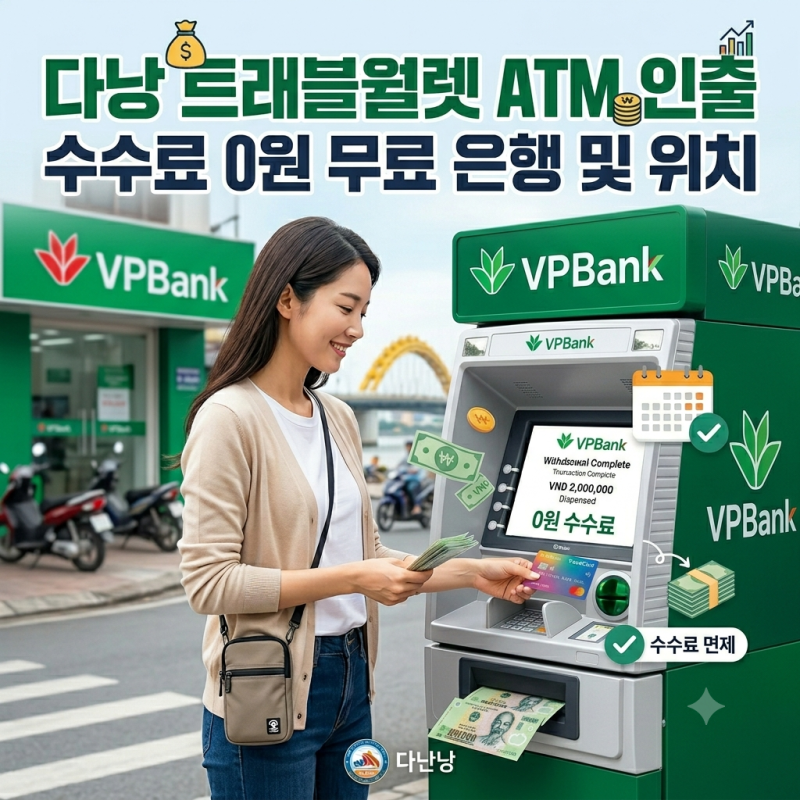 다낭 트래블월렛 ATM 인출 방법 및 수수료 무료 은행 위치 주의사항