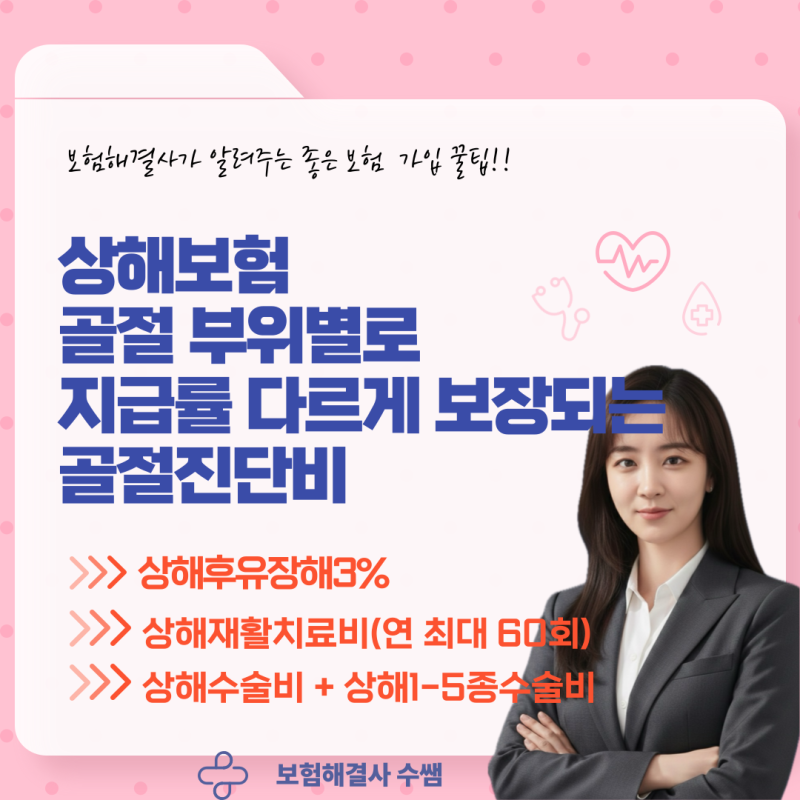 [상해보험 추천] 골절 부위별로 지급률이 다르게 보장되는 골절진단비, 상해후유장해3%, 상해....